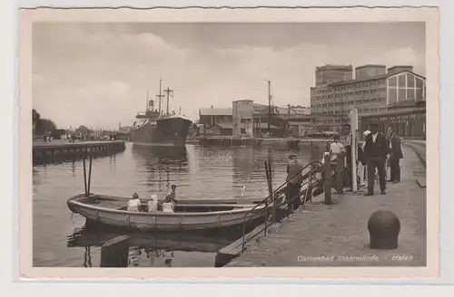 97198 Ak Ostseebad Stolpmünde (Ustka) Hafen mit Dampfer 1939