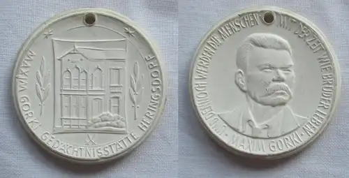 DDR Porzellan Medaille Maxim Gorki Gedächtnisstätte Heringsdorf (149112)