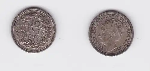 10 Cent Silber Münze Niederlande 1937 (126850)