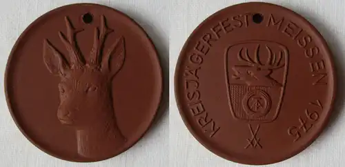DDR Meissner Porzellan Medaille Kreisjägerfest Meissen 1975 (144933)