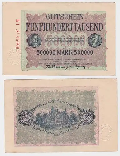 500000 Mark Banknote Inflation Hamborn August Thyssen Hütte 1923 (111779)