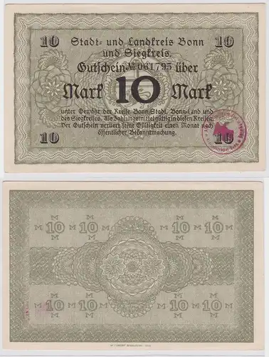 10 Mark Banknote Stadt- & Landkreis Bonn und Siegkreis ohne Datum (121737)
