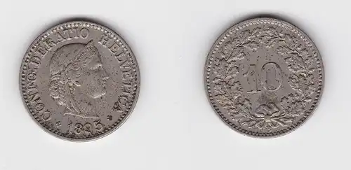 10 Rappen Kupfer Nickel Münze Schweiz 1895 B ss+ (136470)