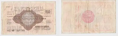 150 Lire Banknote Italien Italia  Banco di Sicilia 2.4.1976 (156076)