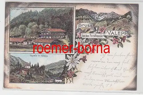 68379 Ak Lithografie Gruss aus dem Forsthause Valepp 1898