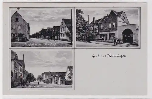 90129 Mehrbild Ak Gruß aus Flemmingen Dorfstrasse usw. um 1940