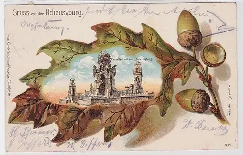 91895 Eichenblatt Präge Ak Gruß von der Hohensyburg 1904