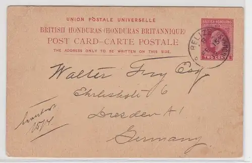 09854 seltene Ganzsachen Postkarte brit.Honduras 2 Centavos rot 1912