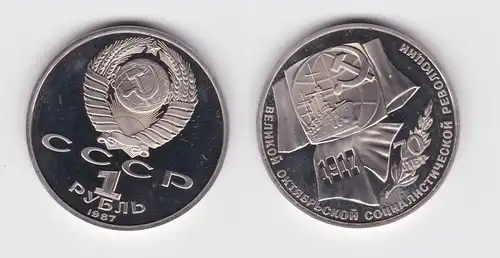 1 Rubel Münze Sowjetunion 70 Jahre Oktoberrevolution 1987 PP (128489)