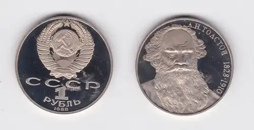 1 Rubel Münze Sowjetunion 1988, 1828-1910 Tolstoi PP (126788)