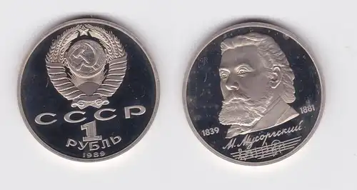 1 Rubel Münze Sowjetunion 1989, 1839-1881 M. Musorski PP (136045)