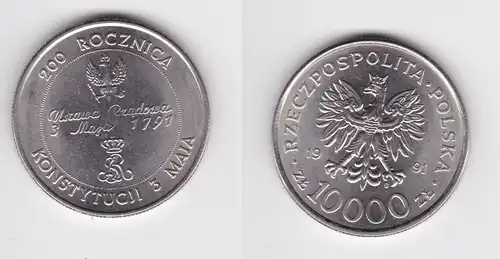 10000 Zloty Münze Polen 200. Jahrestag der Polnischen Verfassung 1991 (140805)