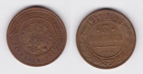 5 Kopeken Kupfer Münze Russland 1911 SPB. Zar Nikolaus II. (133708)