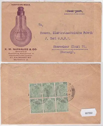 907002 Brief K.M. Naranjee & Co. Electrical & Incandescent Lamps Bombay 1927