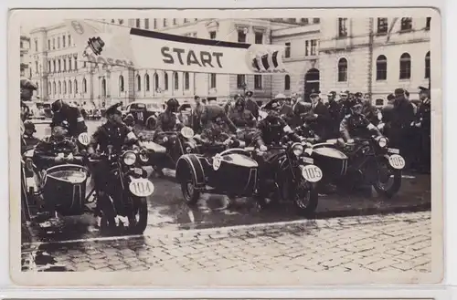904729 Foto Ak Dreiheidefahrt der NSKK-Motorbrigade Leipzig 1936 BMW Gespann