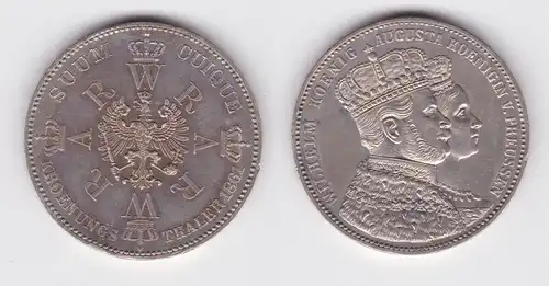 Schöne Silber Münze 1 Krönungstaler Preussen 1861 vz (142118)