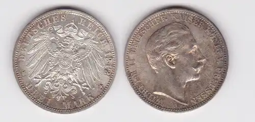 3 Mark Silbermünze Preussen Kaiser Wilhelm II 1912 A Jäger 103 f.vz (117991)