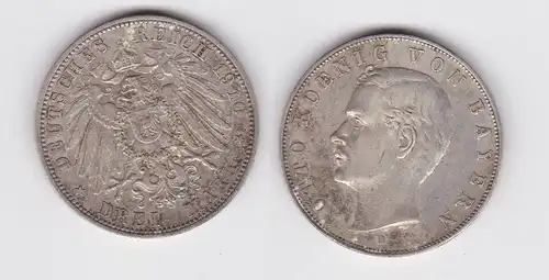 3 Mark Silbermünze Bayern König Otto 1910 Jäger 47 (115151)