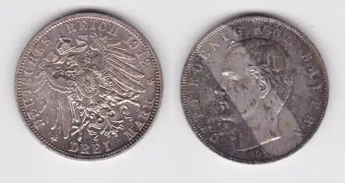 3 Mark Silbermünze Bayern König Otto 1912 Jäger 47 ss (111960)