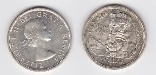 1 Dollar Silbermünze Kanada British Columbia Marterpfahl Georg VI. 1958 (118703)