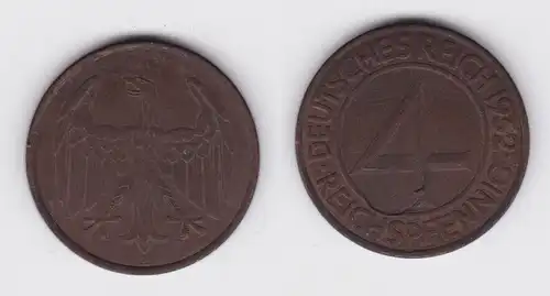 4 Pfennig Kupfer Münze Weimarer Republik 1932 A "Brüning Taler" f.vz (134932)