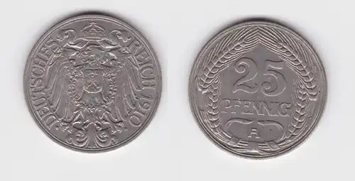 25 Pfennig Nickel Münze Kaiserreich 1910 A (139989)
