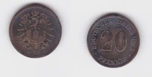 20 Pfennig Silber Münze Deutsches Reich 1874 G, Jäger 5 (131056)