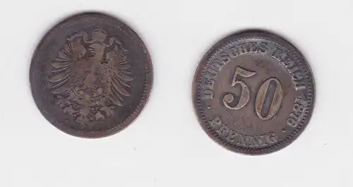50 Pfennig Silber Münze Kaiserreich 1876 C Jäger 7 (132415)