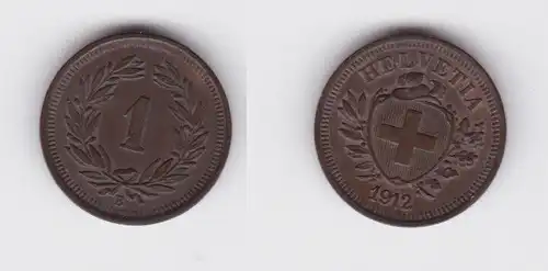 1 Rappen Kupfer Münze Schweiz 1912 B (134115)