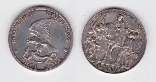 3 Mark Silber Münze Preussen "Der König rief und alle, alle kamen" 1913 (142764)