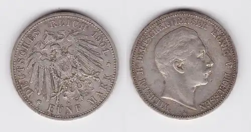5 Mark Silbermünze Preussen Wilhelm II 1901 A Jäger 104 ss (106955)