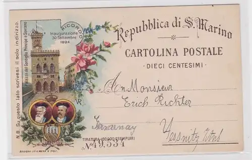 902686 Postkarte San Marino - Einweihung Consiglio Principe e Sovrano 1894