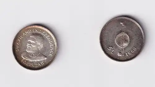 5 Cents Silber Münze Swasiland 1968 UNC Stgl. (158243)