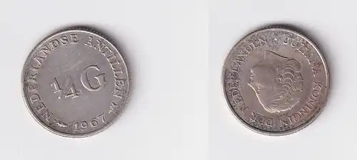 1/4 Gulden Silber Münze Niederländische Antillen 1967 ss (152840)