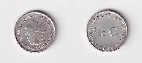 1/10 Gulden Silber Münze Niederländische Antillen 1963 ss+ (153415)