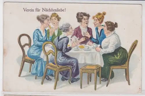 90368 Humor Präge Ak "Verein für Nächstenliebe!" um 1920