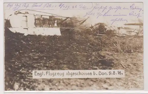 21977 Feldpost Ak Englisches Flugzeug abgeschossen bei Don. 9.8.1916