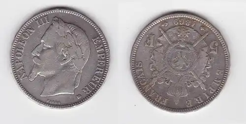 5 Franc Silber Münze Frankreich 1869 BB (133444)