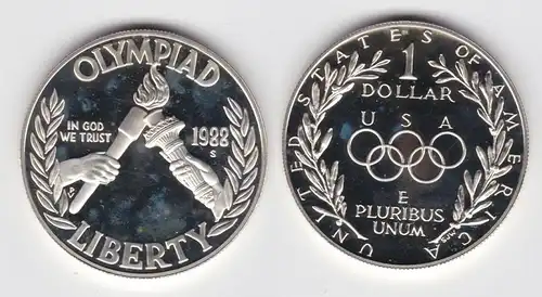 1 Dollar Silber Münze USA Vereinigte Staaten Olympiade Seoul 1988 S (138628)
