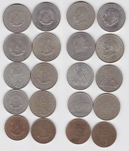 10 DDR Gedenkmünzen Buchenwald, Meißen, Warschauer Vertrag usw. (141700)