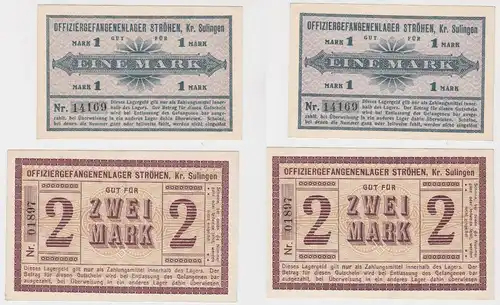 1 & 2 Mark Banknoten Offiziersgefangenenlager Ströhen Kreis Sulingen (130389)