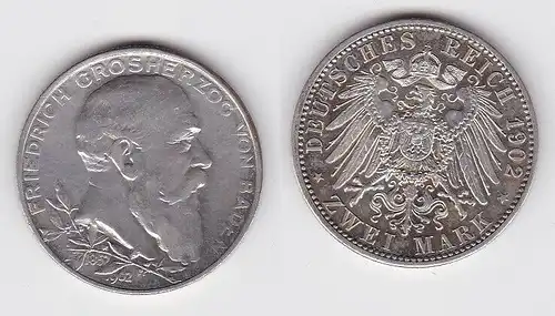 2 Mark Silber Münze Baden Großherzog Friedrich Regierungsjubiläum 1902 (150446)