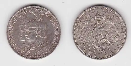2 Mark Silbermünze Preussen 200 Jahre Königreich 1901 Jäger 105 ss (150514)