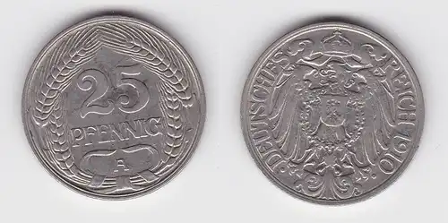 25 Pfennig Nickel Münze Kaiserreich 1910 A (144273)