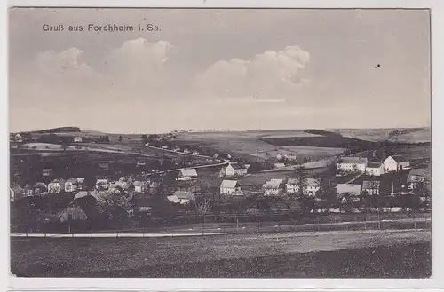 93792 Feldpost Ak Gruß aus Forchheim in Sachsen Totalansicht 1915