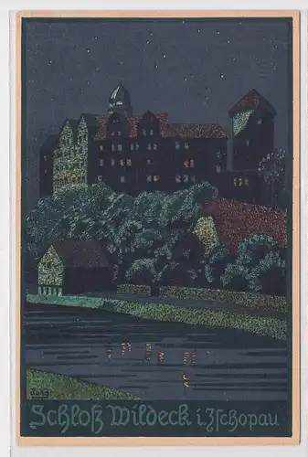 99124 Künstler Ak Schloß Wildeck in Zschopauum 1920