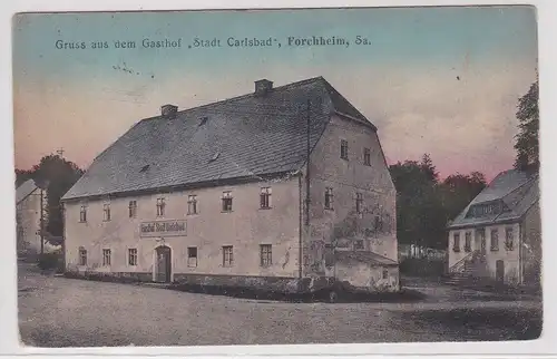 99240 Ak Gruß aus dem Gasthof "Stadt Carlsbad" Forchheim 1920