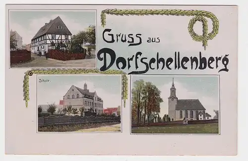 04878 Mehrbild Ak Gruß aus Dorfschellenberg Schule, Kirche usw. um 1920