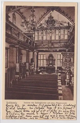 96547 Ak Schleswig Inneres der Schloßkirche mit Fürstenstuhl 1930