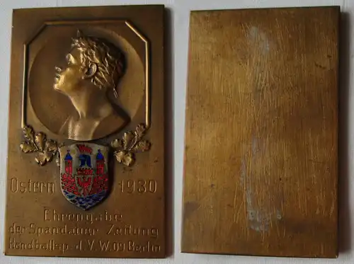 Handball Bronze Plakette Ehrengabe der Spandauer Zeitung Ostern 1930 (141922)